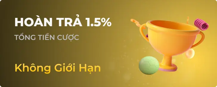 Ưu đãi hoàn trả 1.5% cực sốc tại 888slot game